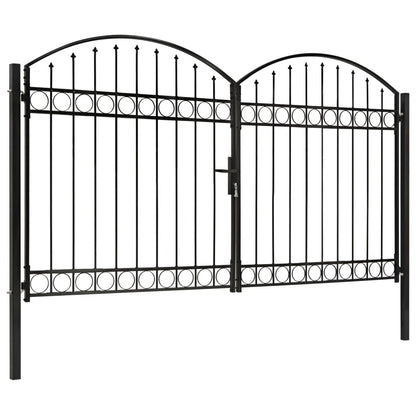 Cancello a Doppia Anta ad Arco in Acciaio 300x200 cm Nero