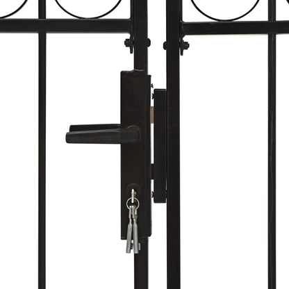 Cancello a Doppia Anta ad Arco in Acciaio 300x200 cm Nero