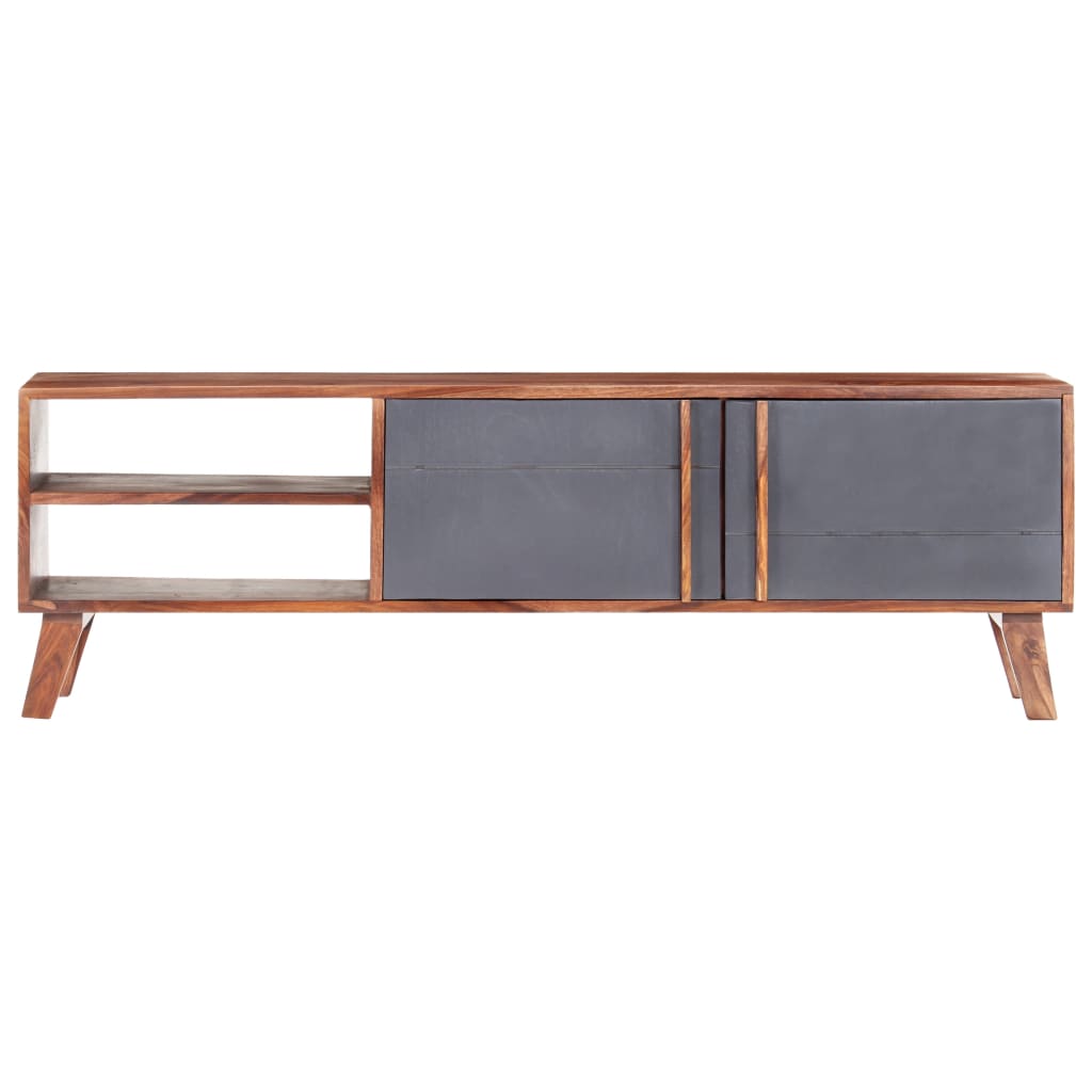 Mobile Porta TV Grigio 140x30x45 cm in Legno Massello
