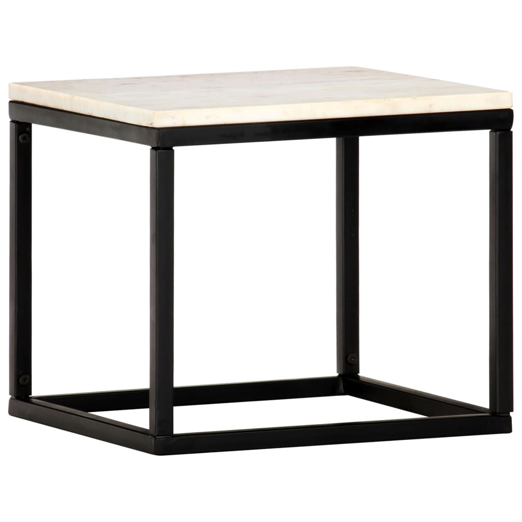 Tavolino da Salotto Bianco 40x40x35cm Pietra Vera Testura Marmo