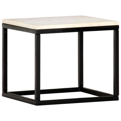 Tavolino da Salotto Bianco 40x40x35cm Pietra Vera Testura Marmo
