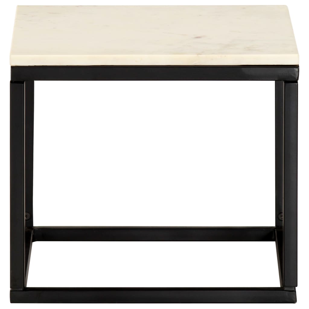Tavolino da Salotto Bianco 40x40x35cm Pietra Vera Testura Marmo