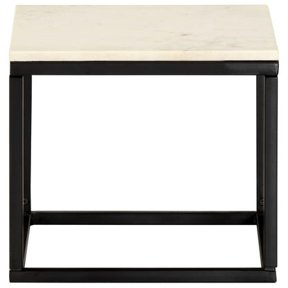 Tavolino da Salotto Bianco 40x40x35cm Pietra Vera Testura Marmo