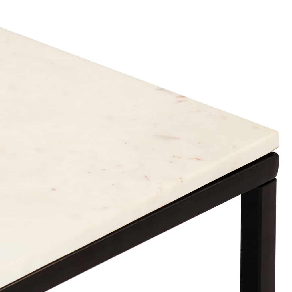 Tavolino da Salotto Bianco 40x40x35cm Pietra Vera Testura Marmo