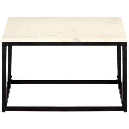 Tavolino da Salotto Bianco 60x60x35cm Pietra Vera Testura Marmo