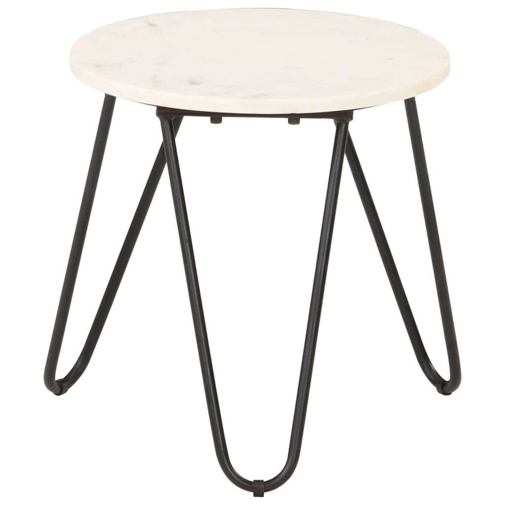 Tavolino da Salotto Bianco 40x40x40cm Pietra Vera Testura Marmo
