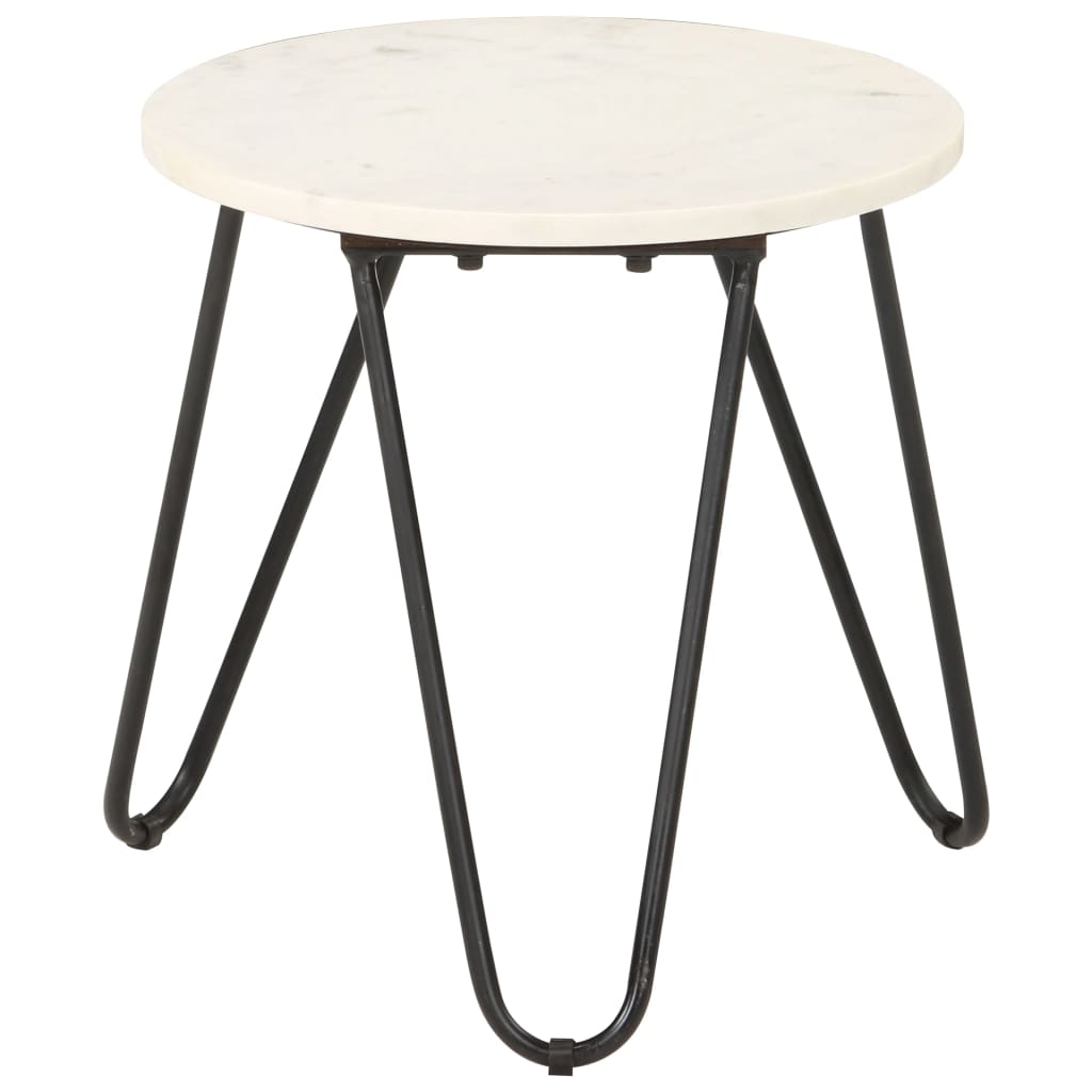 Tavolino da Salotto Bianco 40x40x40cm Pietra Vera Testura Marmo