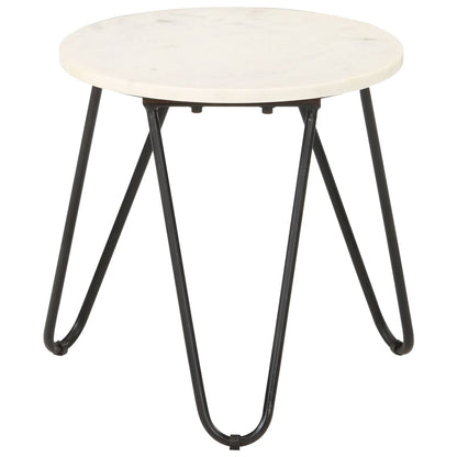 Tavolino da Salotto Bianco 40x40x40cm Pietra Vera Testura Marmo
