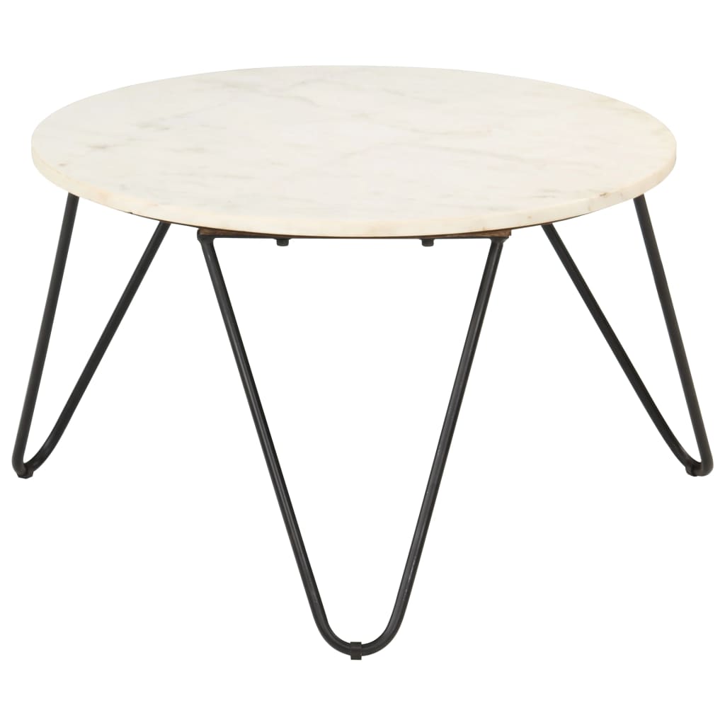 Tavolino da Salotto Bianco 65x65x42cm Pietra Vera Testura Marmo