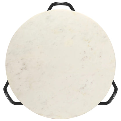 Tavolino da Salotto Bianco 65x65x42cm Pietra Vera Testura Marmo