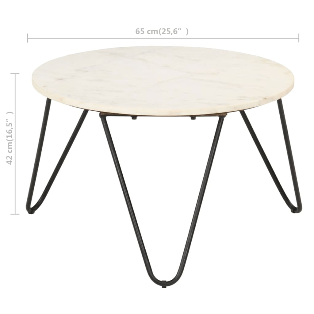 Tavolino da Salotto Bianco 65x65x42cm Pietra Vera Testura Marmo