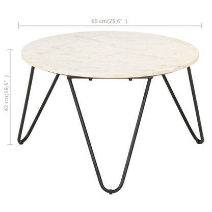 Tavolino da Salotto Bianco 65x65x42cm Pietra Vera Testura Marmo