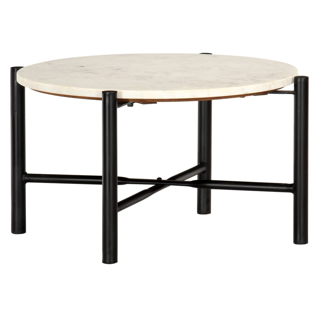 Tavolino da Salotto Bianco 60x60x35cm Pietra Vera Testura Marmo