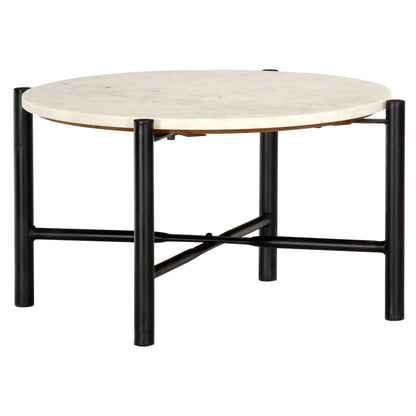 Tavolino da Salotto Bianco 60x60x35cm Pietra Vera Testura Marmo