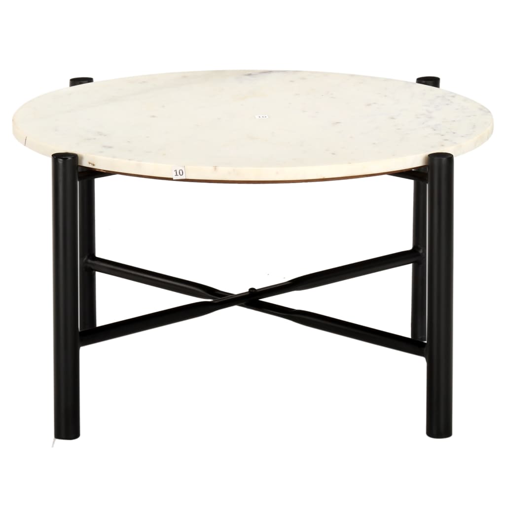 Tavolino da Salotto Bianco 60x60x35cm Pietra Vera Testura Marmo