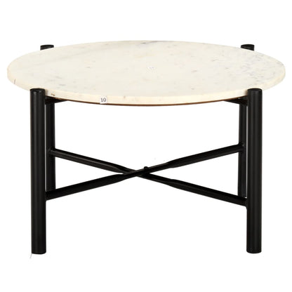 Tavolino da Salotto Bianco 60x60x35cm Pietra Vera Testura Marmo