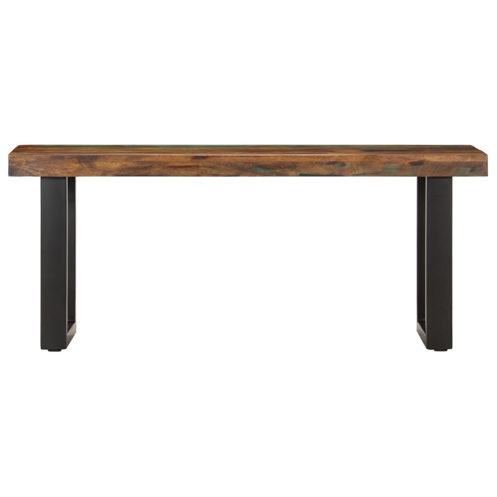 Panca 110 cm in Legno Massello di Recupero e Acciaio