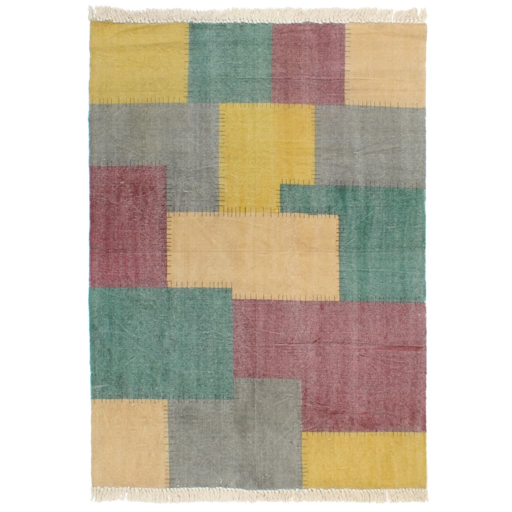 Tappeto Kilim Tessuto a Mano in Cotone 120x180 cm Multicolore