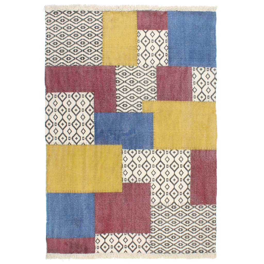 Tappeto Kilim Tessuto a Mano in Cotone 120x180 cm Multicolore
