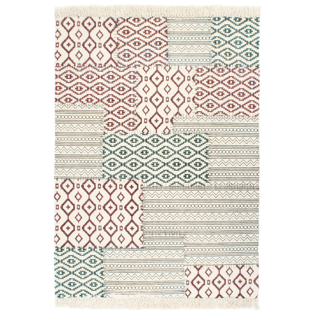 Tappeto Kilim Tessuto a Mano in Cotone 120x180 cm Multicolore