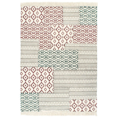 Tappeto Kilim Tessuto a Mano in Cotone 120x180 cm Multicolore
