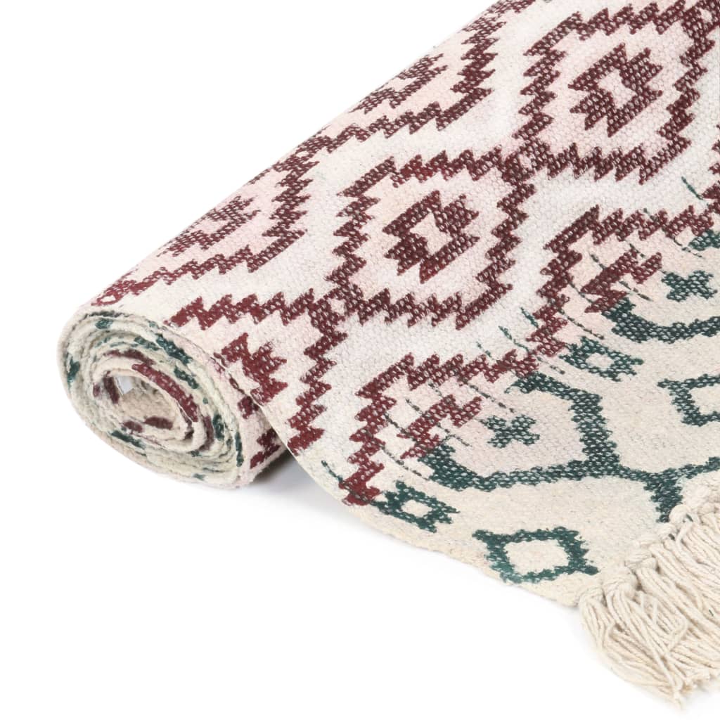 Tappeto Kilim Tessuto a Mano in Cotone 120x180 cm Multicolore