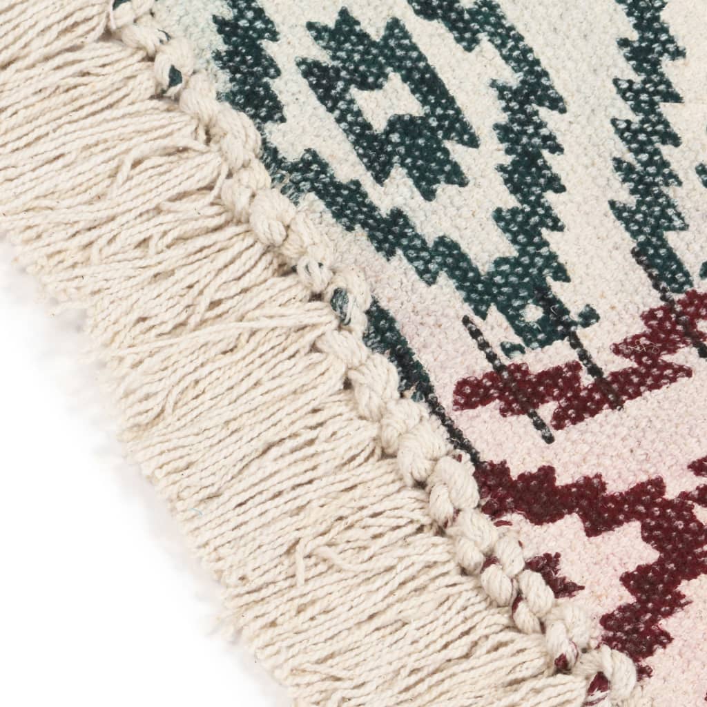 Tappeto Kilim Tessuto a Mano in Cotone 120x180 cm Multicolore