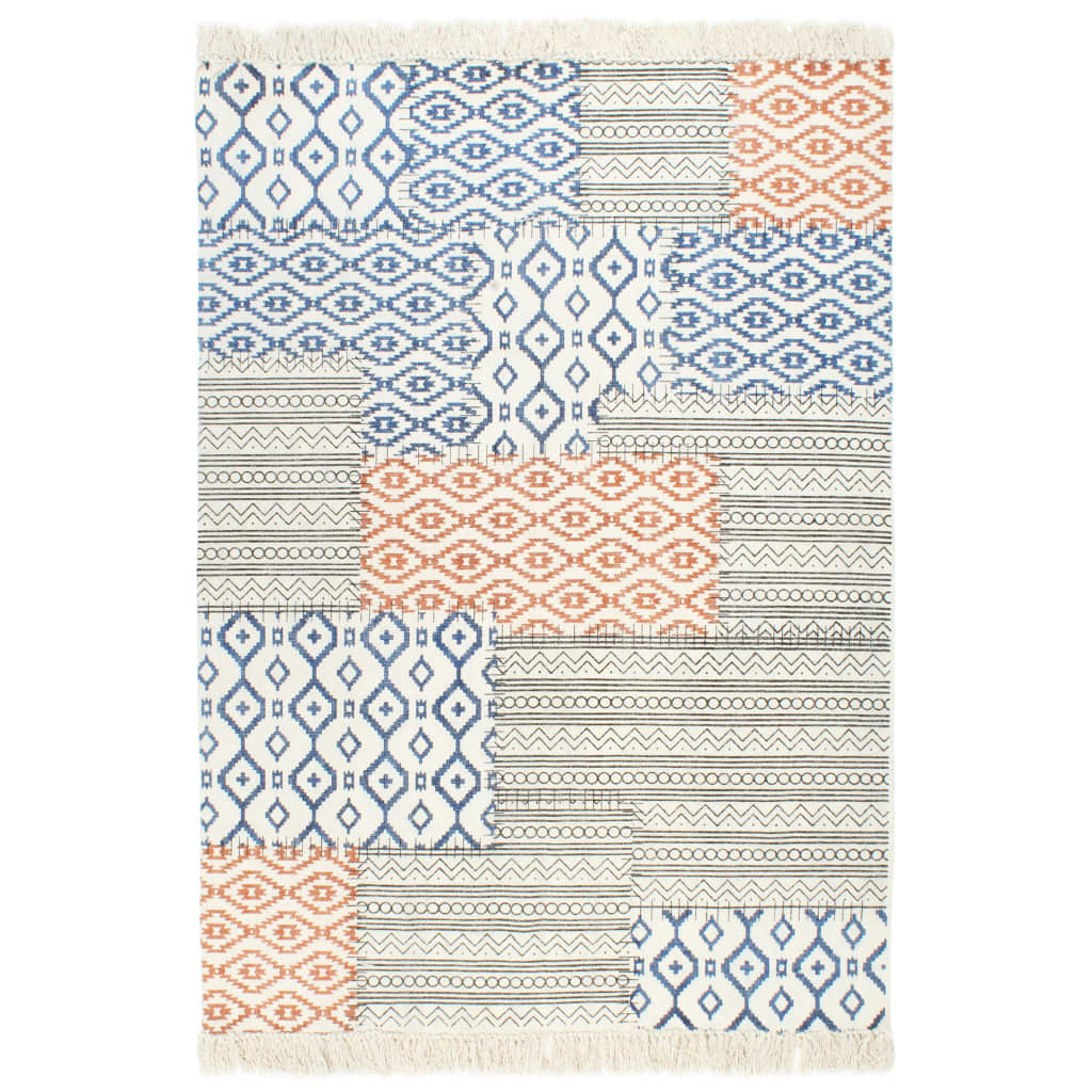 Tappeto Kilim Tessuto a Mano in Cotone 120x180 cm Multicolore