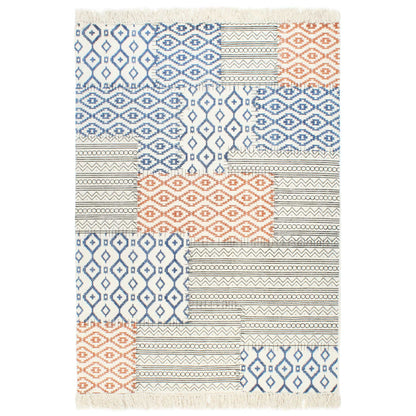 Tappeto Kilim Tessuto a Mano in Cotone 120x180 cm Multicolore