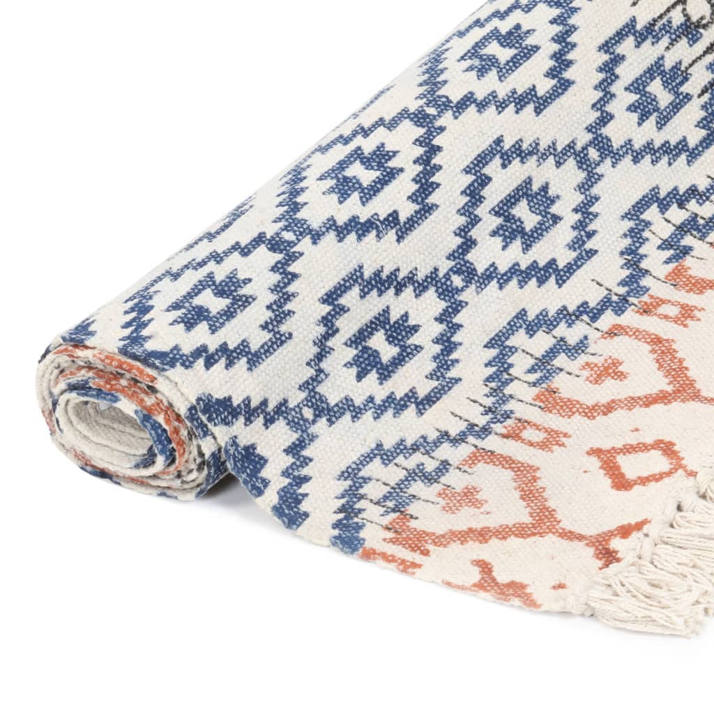Tappeto Kilim Tessuto a Mano in Cotone 120x180 cm Multicolore