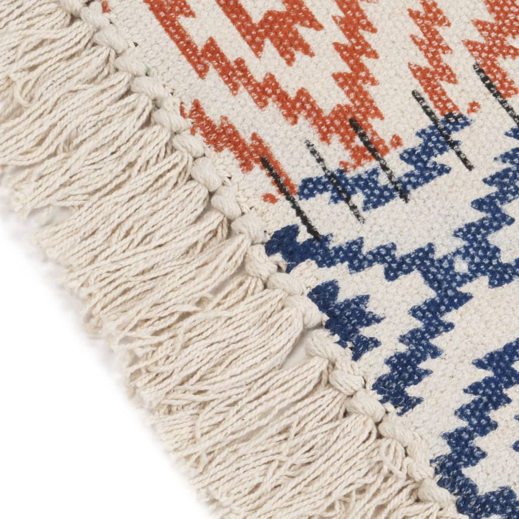 Tappeto Kilim Tessuto a Mano in Cotone 120x180 cm Multicolore
