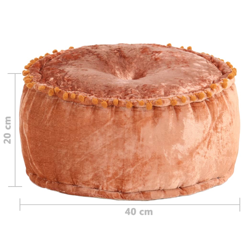 Pouf Rotondo in Velluto 40x20 cm Ruggine