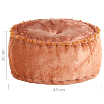 Pouf Rotondo in Velluto 40x20 cm Ruggine