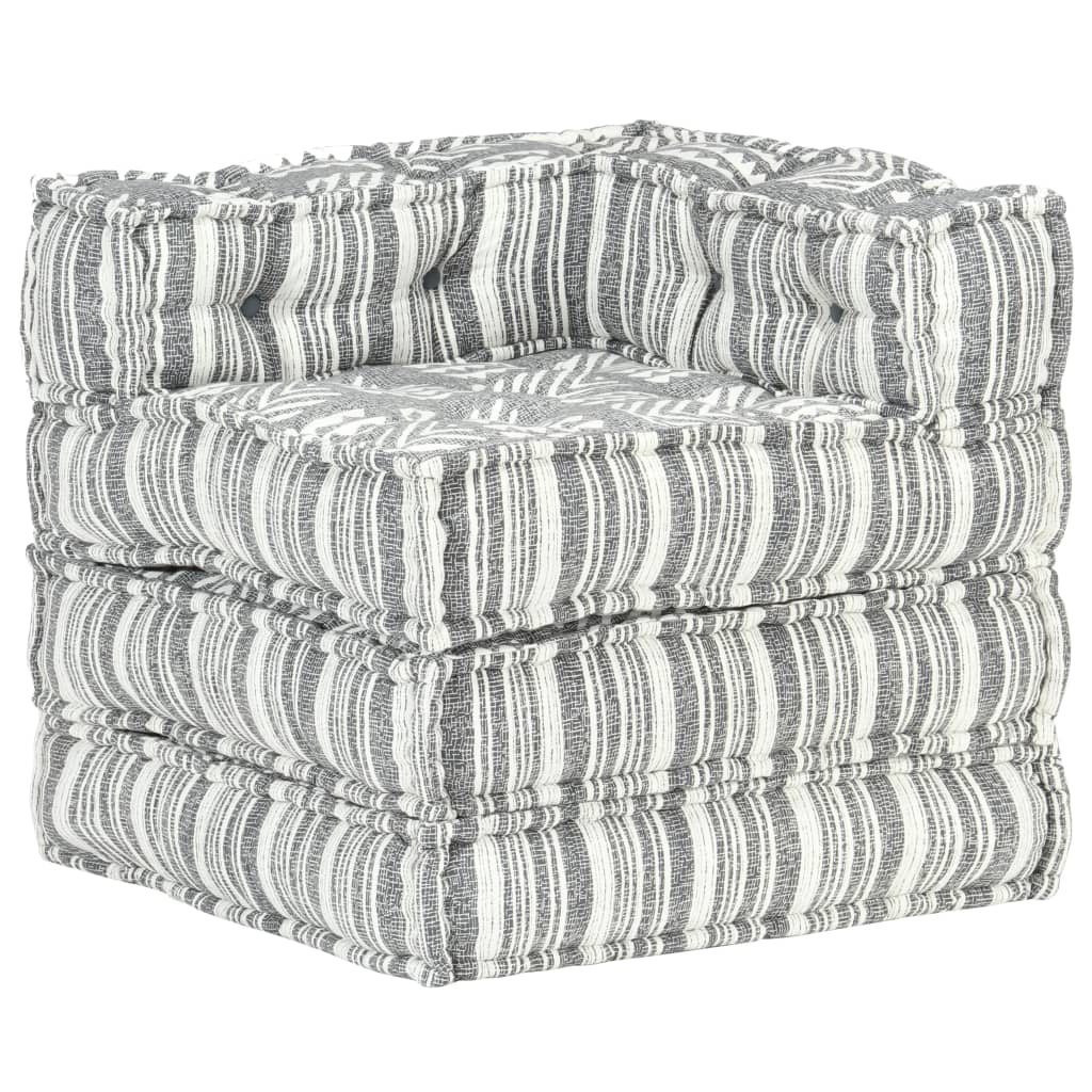Pouf Modulare in Tessuto Grigio a Strisce