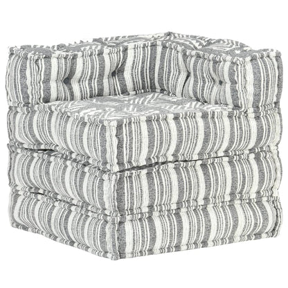 Pouf Modulare in Tessuto Grigio a Strisce