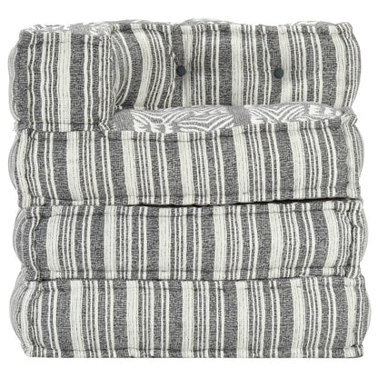 Pouf Modulare in Tessuto Grigio a Strisce