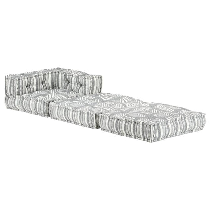 Pouf Modulare in Tessuto Grigio a Strisce