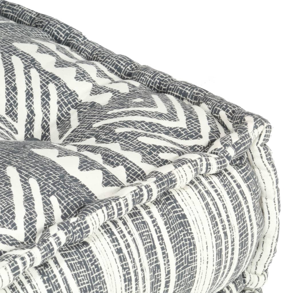 Pouf Modulare in Tessuto Grigio a Strisce