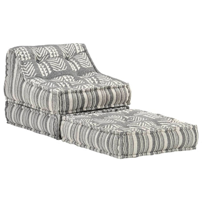 Pouf Modulare in Tessuto Grigio a Strisce