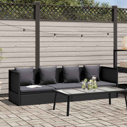 Lettino da Giardino con Cuscini in Polyrattan Nero