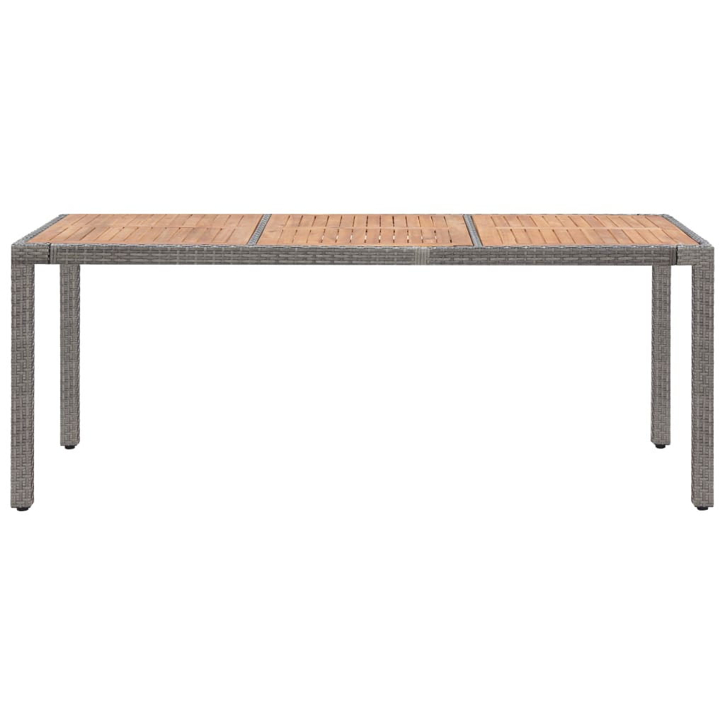 Tavolo Giardino Grigio 190x90x75cm Polyrattan Massello d'Acacia