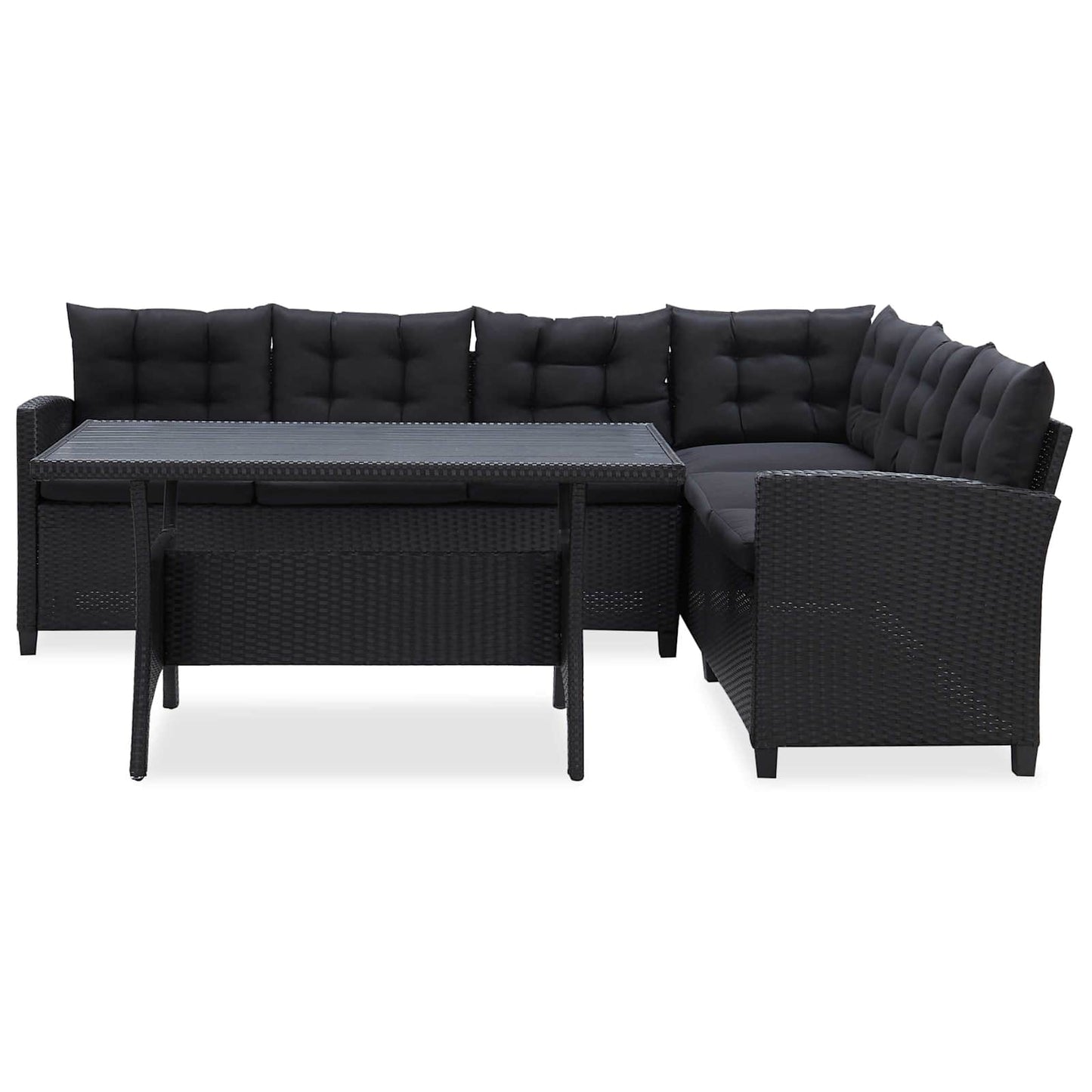 Set di mobili da esterno Nero polyrattan