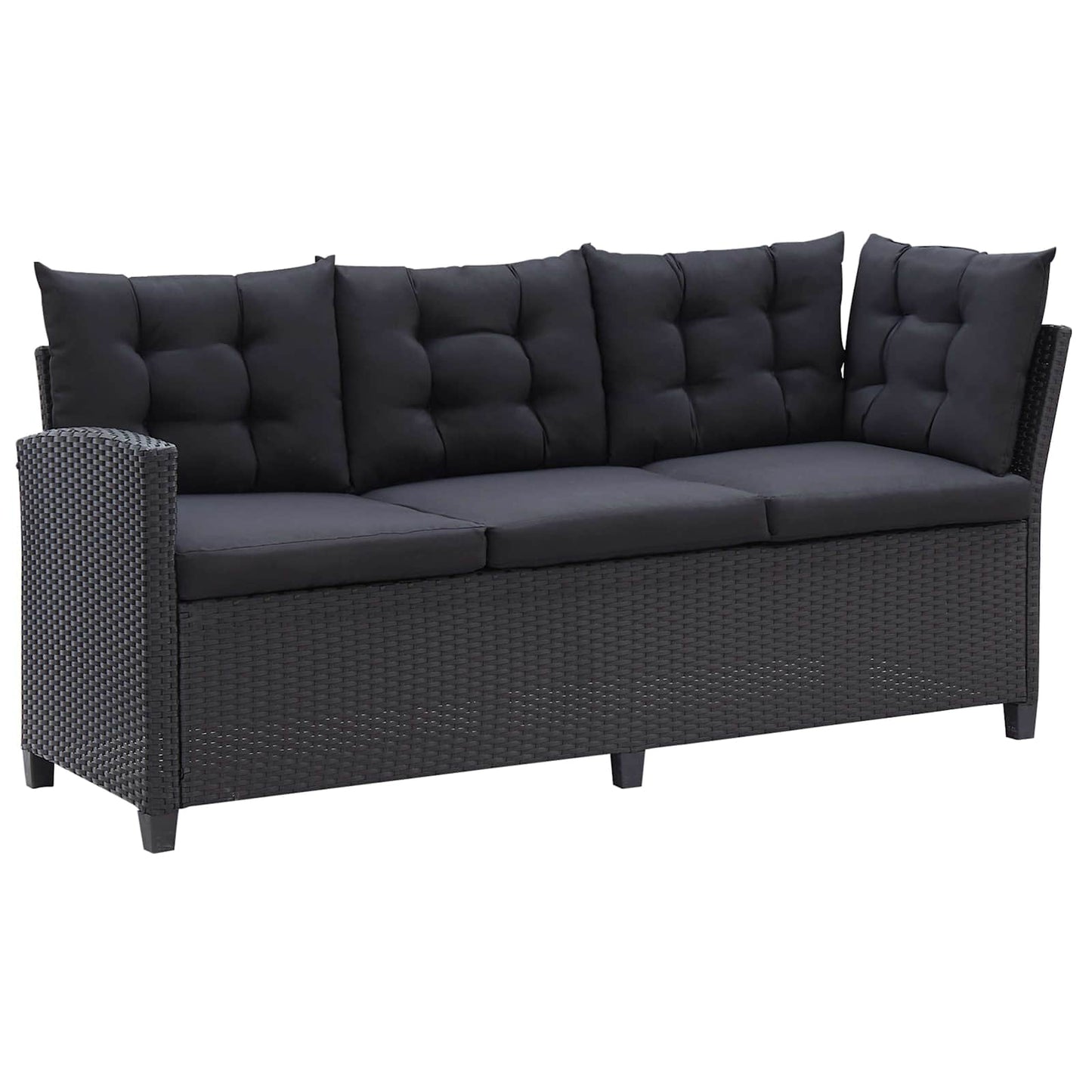 Set di mobili da esterno Nero polyrattan