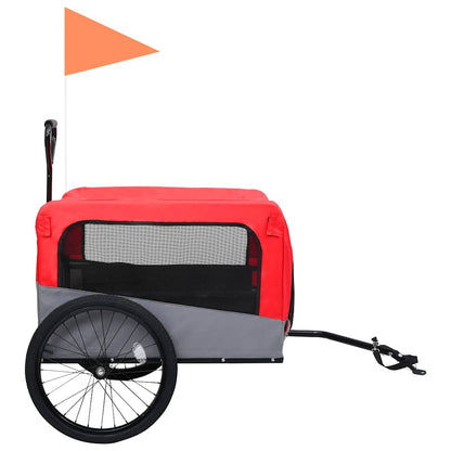 Rimorchio Bici Animali e Carrello Jogging 2 in 1 Rosso e Grigio