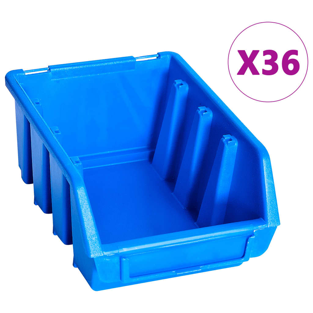 Kit Contenitori di Stoccaggio 96 pz con Pannelli a Parete Blu