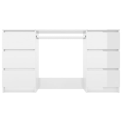 Scrivania Bianco Lucido 140x50x77 cm in Legno Multistrato