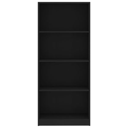 Libreria a 4 Ripiani Nera 60x24x142 cm in Legno Multistrato