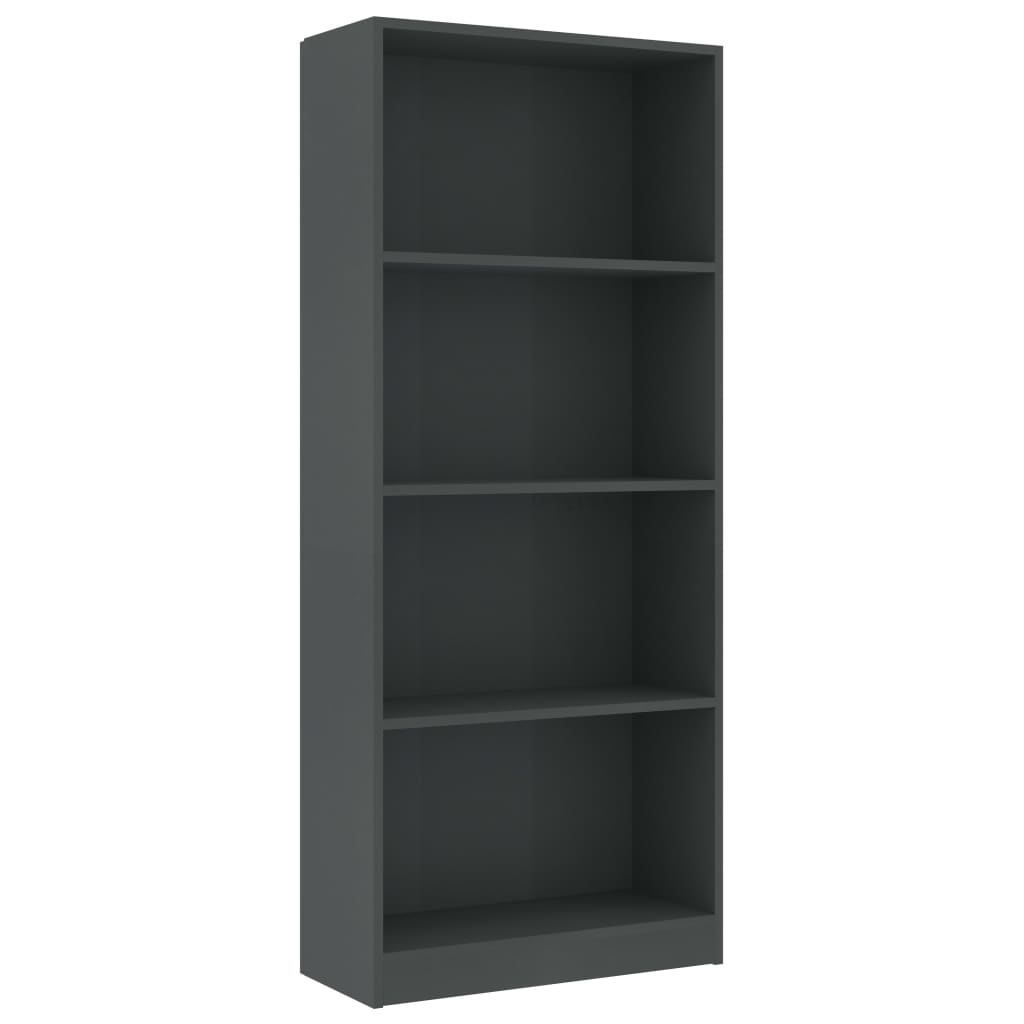 Libreria a 4 Ripiani Grigia 60x24x142 cm in Legno Multistrato