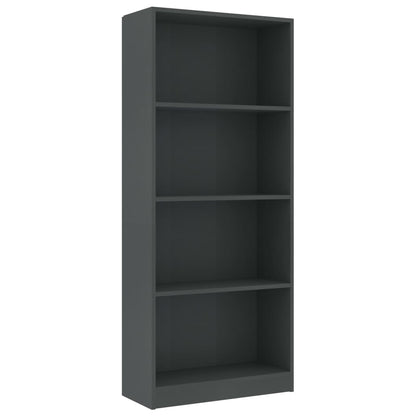 Libreria a 4 Ripiani Grigia 60x24x142 cm in Legno Multistrato