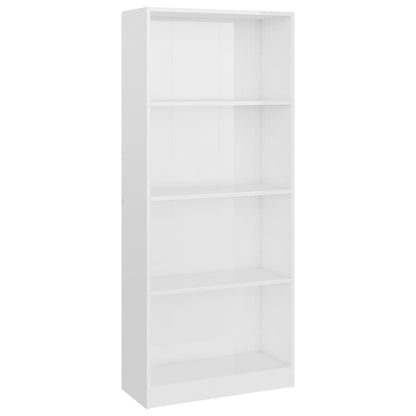 Libreria 4 Ripiani Bianco Lucido 60x24x142 cm Legno Multistrato